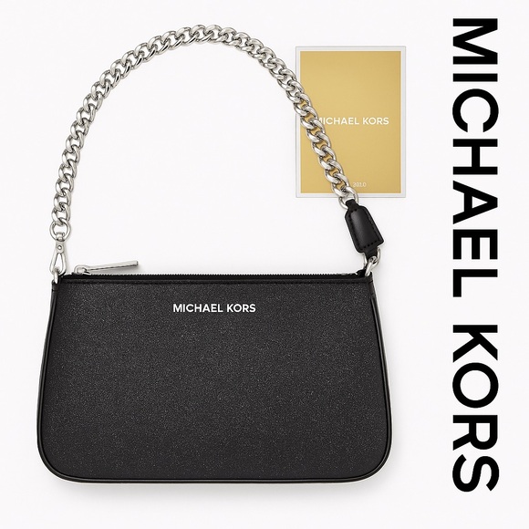 Michael Kors Black Glitter Chain Shoulder Bag - Picture 1 of 6